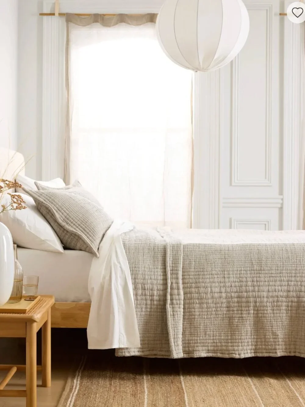 Quince Organic Cotton Channel Stitch Coverlet Set, King / Cal King, Sand (flaw)
